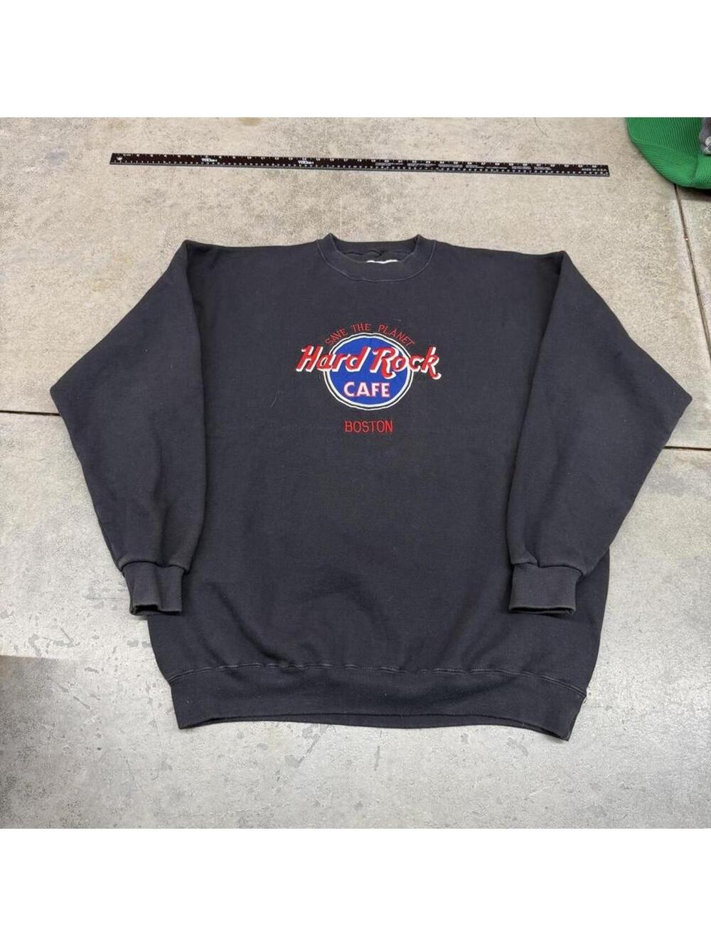 vintage hard rock cafe boston save the planet black crewneck size xl